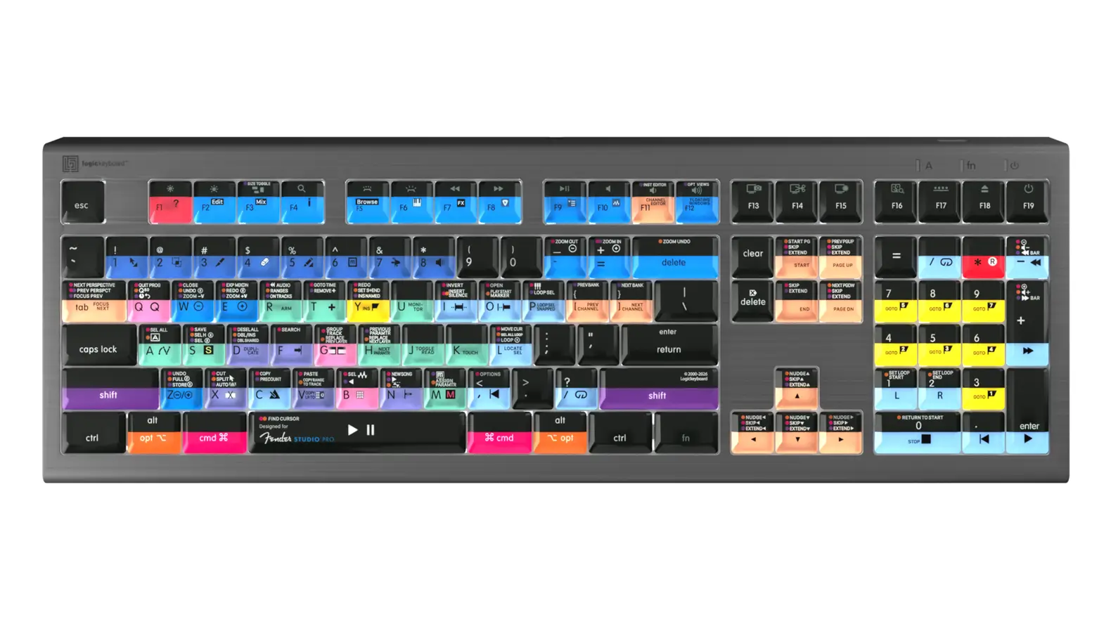 Logickeyboard ASTRA 2 Fender Professional 4 backlit keyboard for Mac with color-coded shortcut keys