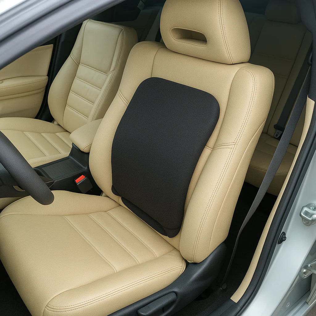 McCarty's Sacro-Ease® MSE7 CoreBack Lumbar Support Installed in Car Seat | Sacral Back Support for Driving
