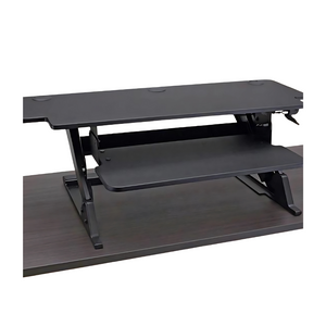 Workrite Solace Converter in raised position showing dual monitor capacity and keyboard tray