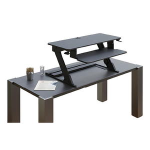 Workrite Solace Converter Sit-stand converter with smooth gas-spring height adjustment mechanism in black finish