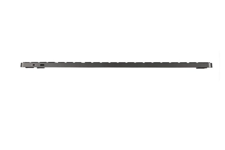 Side profile of Goldtouch Trident ergonomic keyboard showing slim low-profile design