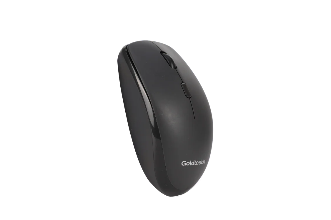 Goldtouch wireless ergonomic mouse top view showing right-handed contoured shape and scroll wheel