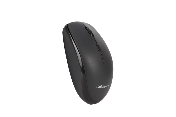 Goldtouch wireless ergonomic mouse top view showing right-handed contoured shape and scroll wheel
