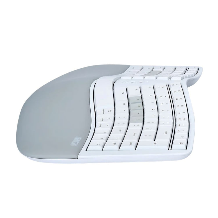 Kinesis mWave HS High Security Mechanical Keyboard — Mac and PC keycap layout with Bluetooth, top-down view of split mechanical keyboard for government and enterprise use
