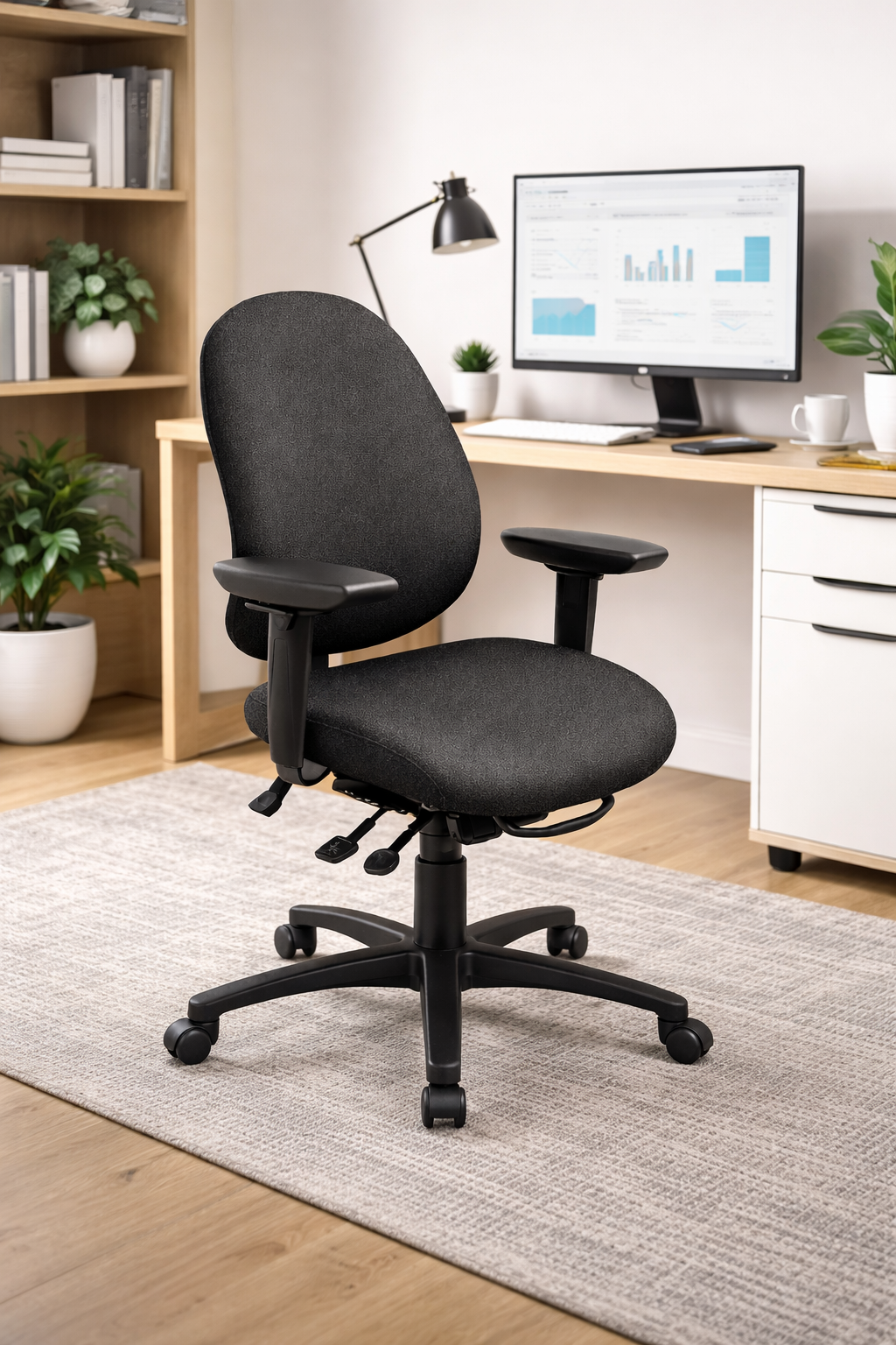 Saffron Mid Back Ergonomic Task Chair – Ratchet Back, Multi-Tilt Lifestyle 