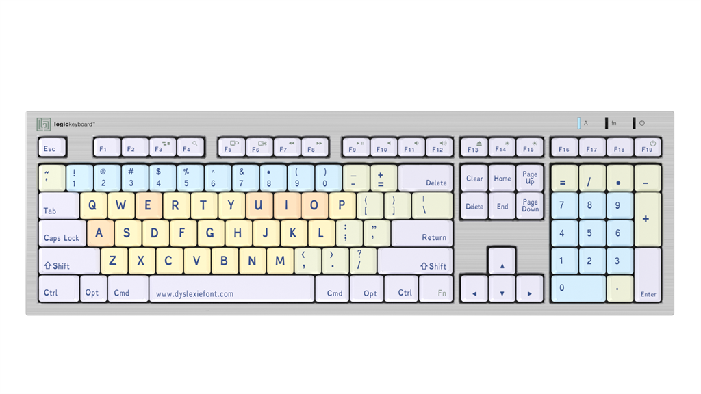 LogicKeyboard Dyslexia Keyboard, PC or Mac LKB-DYSLEX-BJPU-US, LKB-DYSLEX-CWMU-US