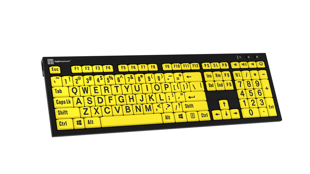 LogicKeyboard LargePrint Black on Yellow - PC Nero Slim Line Keyboard - US English LKBU-LPBY-BJPU-US