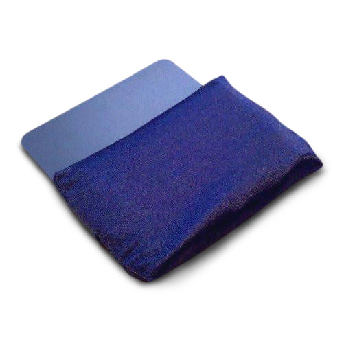Mouse Slider gel wrist support attached to ergonomic mouse — side view showing low-profile gel cushion gliding with mouse for continuous wrist support and carpal tunnel prevention

