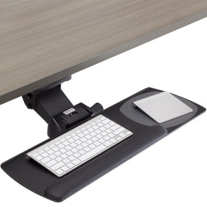 Workrite Compact Keyboard Tray System Close-up displaying professional construction and ergonomic positioning