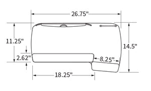Workrite Dimensioned 27 inch reversible keyboard tray showing ambidextrous design for left and right-handed users