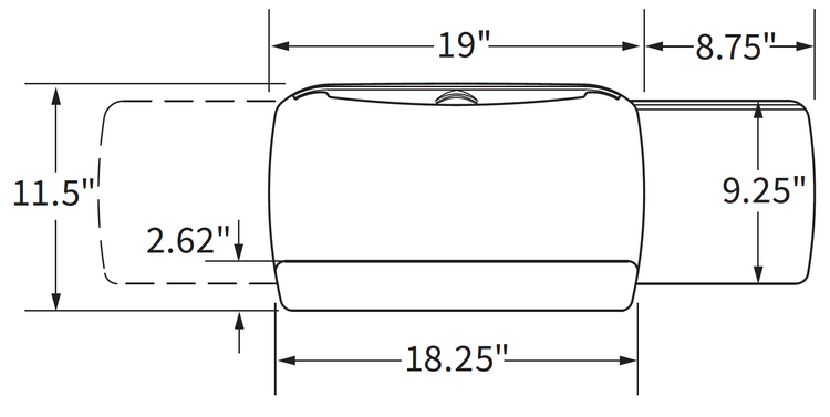 Platform with slide dimensioned diagram showing document holder and cable management features