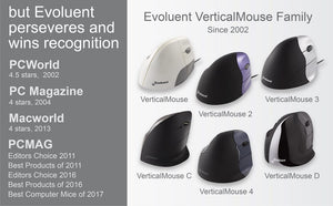 Evoluent VerticalMouse D ergonomic vertical mouse wireless and wired - wrist pain relief details