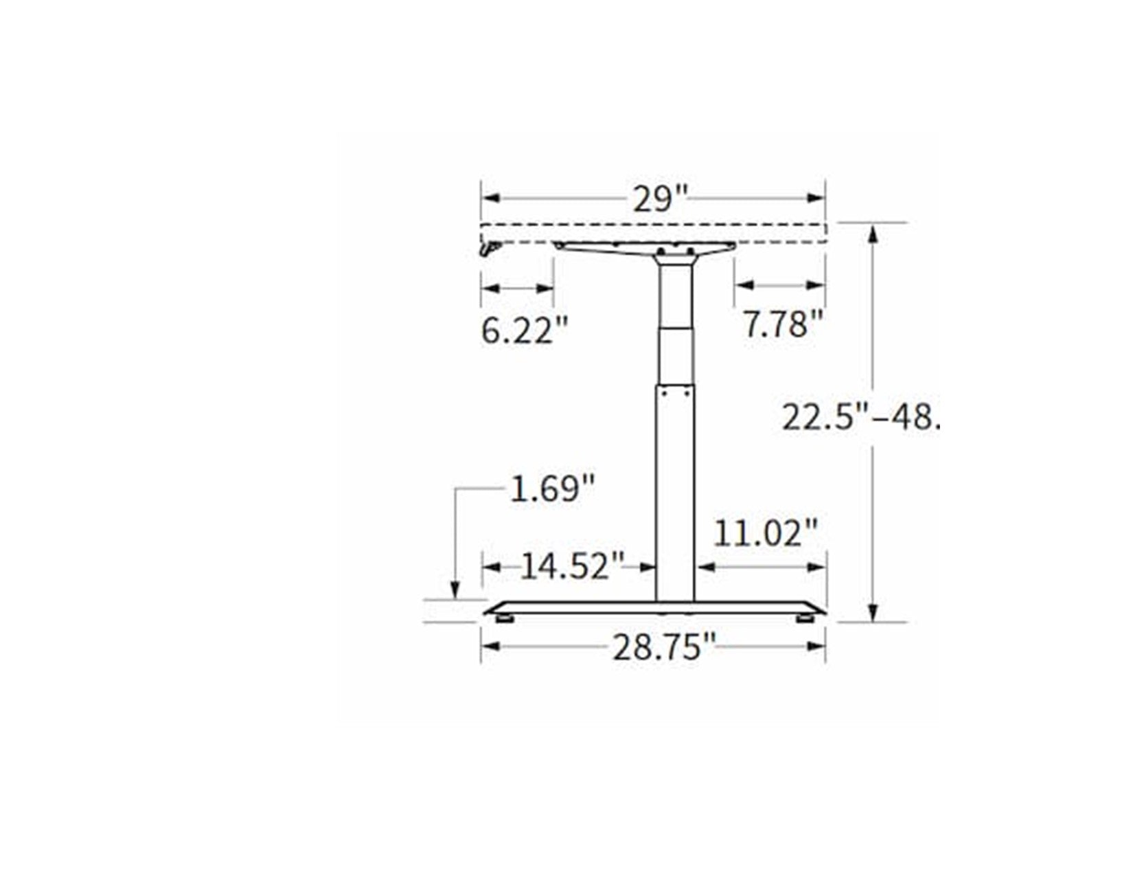 Workrite Fundamentals EX electric standing desk height adjustable 22-48 inches - 10-year warranty sit-stand desk dimensions