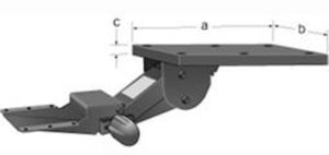 Workrite Pinnacle2 keyboard arm technical dimensions showing reach range and mounting specifications
